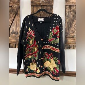 VINTAGE TIARA International Holiday Christmas Sweater Cardigan Women’s Large